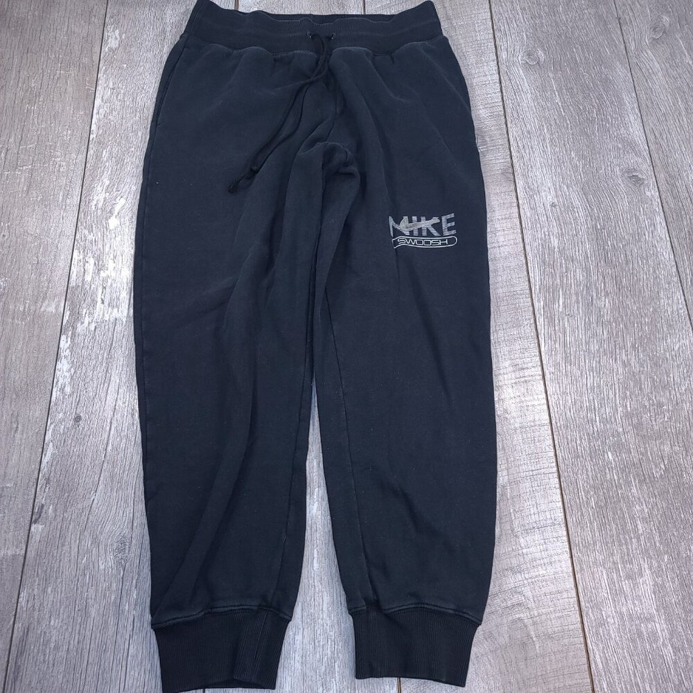 Nike Sportswear Womens Large Black Swoosh Fleece Joggers High Rise Pullon Street